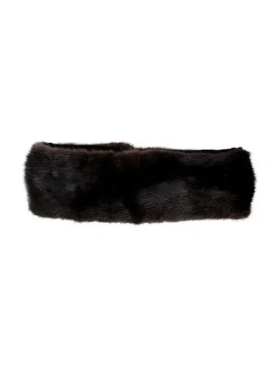 Pre-owned Fur Mink Headband In Brown