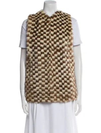 Pre-owned Fur Mink Houndstooth Print  Jacket In Brown