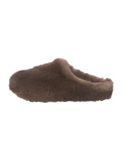 Pre-owned Fur Mink Mules In Brown