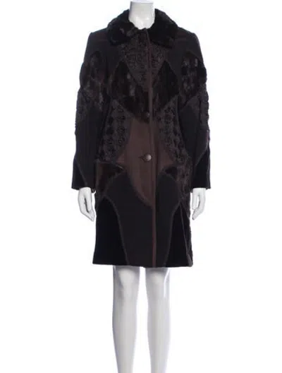 Pre-owned Fur Mink Patterned  Coat In Blue