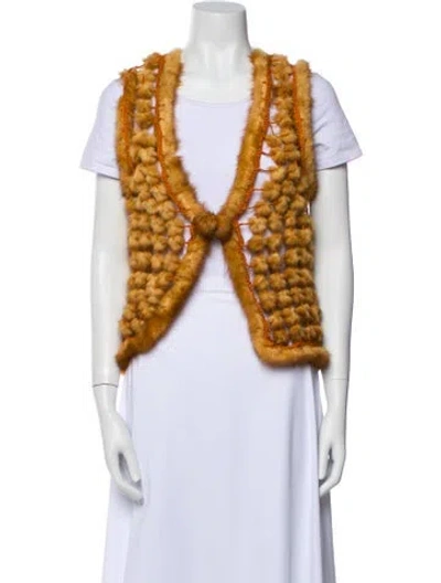 Pre-owned Fur Mink Patterned  Jacket In Brown