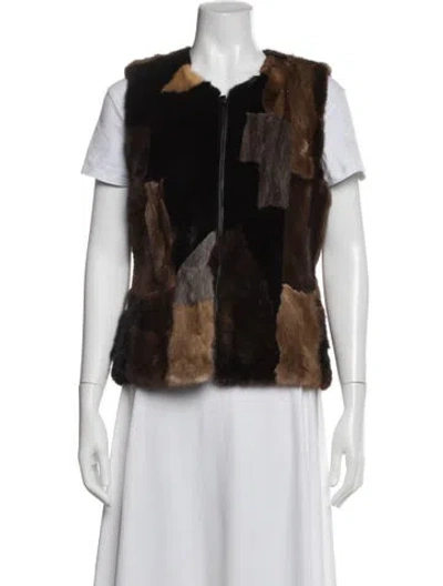 Pre-owned Fur Mink Patterned  Jacket In Brown