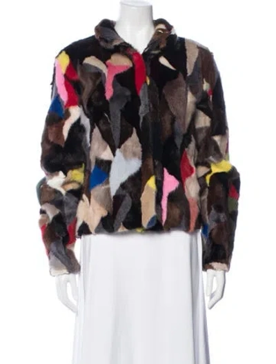 Pre-owned Fur Mink Patterned  Jacket In Multi