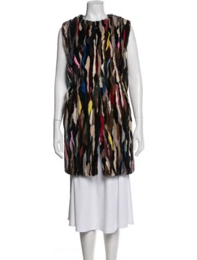 Pre-owned Fur Mink Patterned In Neutral