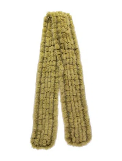 Pre-owned Fur Mink Patterned Scarf In Green