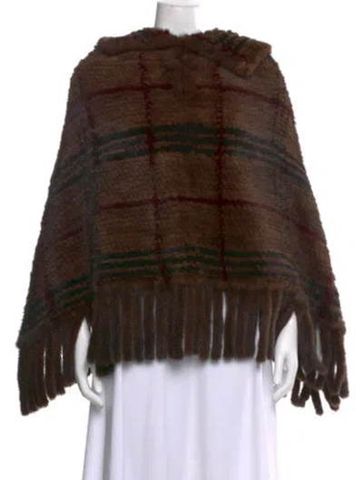 Pre-owned Fur Mink Plaid Print Sweater In Brown