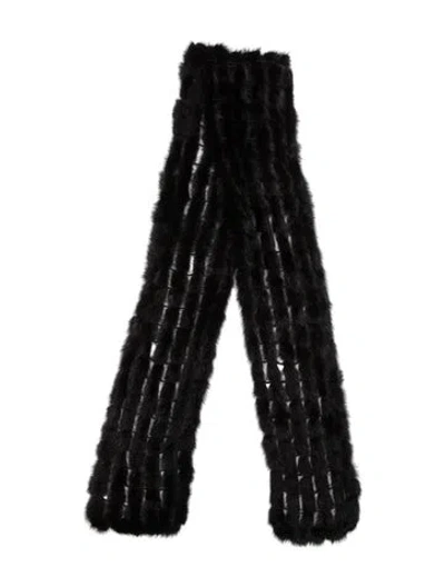 Pre-owned Fur Mink Scarf In Black