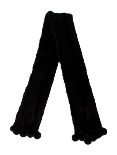 Pre-owned Fur Mink Scarf In Black