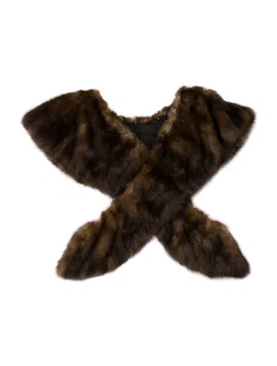 Pre-owned Fur Mink Scarf In Brown
