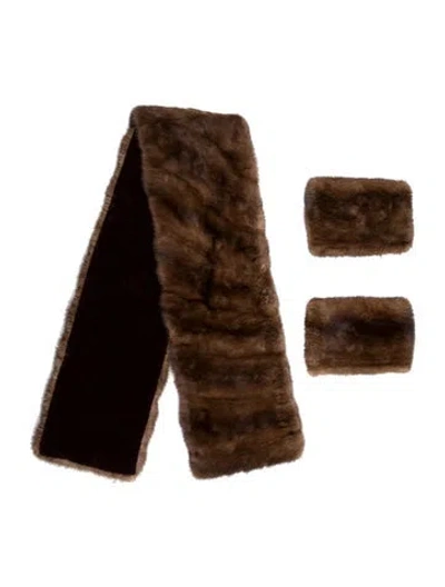 Pre-owned Fur Mink Scarf In Brown