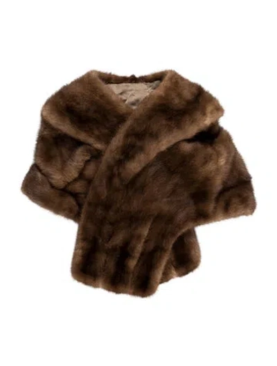 Pre-owned Fur Mink Scarf In Brown
