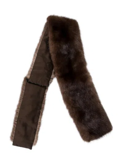 Pre-owned Fur Mink Scarf In Brown
