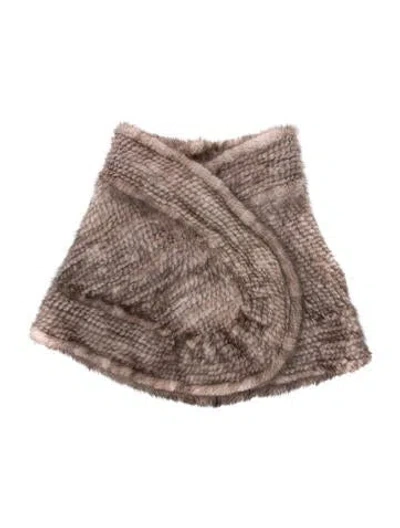 Pre-owned Fur Mink Scarf In Gray