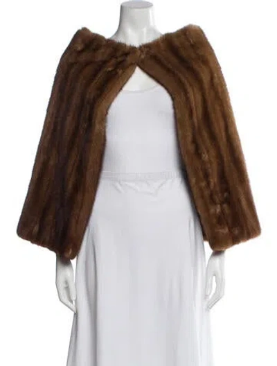 Pre-owned Fur Mink Shawl In Brown