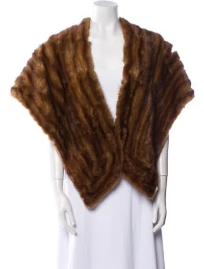 Pre-owned Fur Mink Shawl In Brown