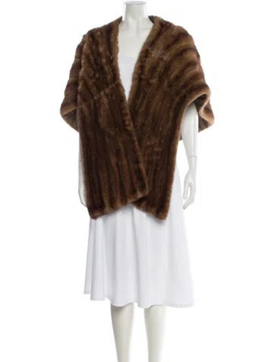Pre-owned Fur Mink Shawl In Brown