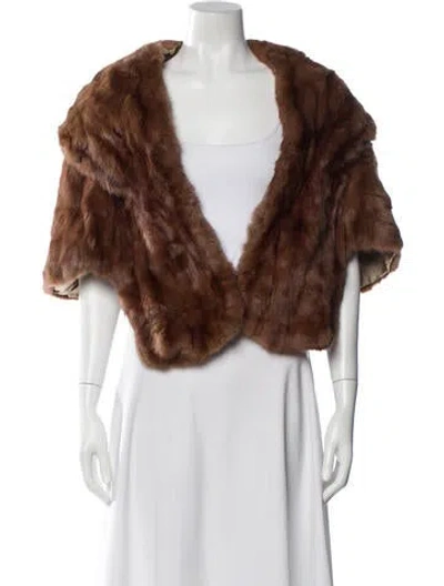 Pre-owned Fur Mink Shawl In Brown