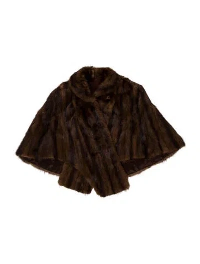 Pre-owned Fur Mink Shawl In Brown