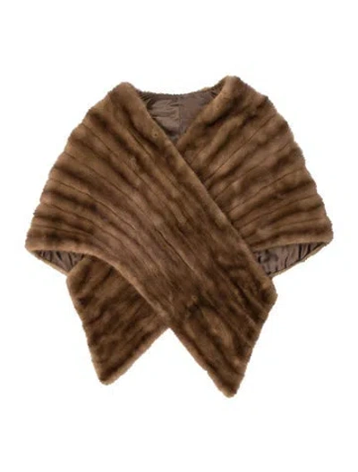 Pre-owned Fur Mink Shawl In Brown