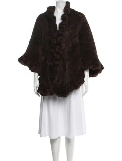 Pre-owned Fur Mink Shawl In Brown