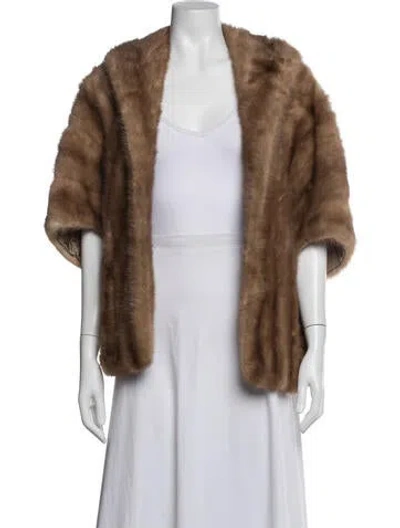 Pre-owned Fur Mink Shawl In Brown
