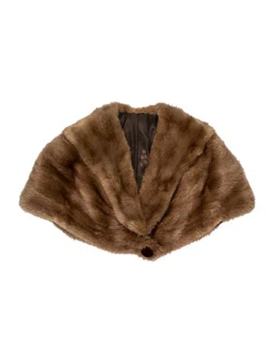 Pre-owned Fur Mink Shawl In Brown