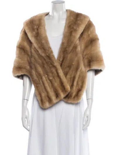 Pre-owned Fur Mink Shawl In Brown