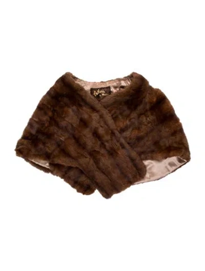 Pre-owned Fur Mink Shawl In Brown