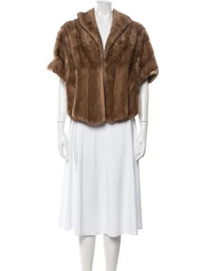 Pre-owned Fur Mink Shawl In Neutrals