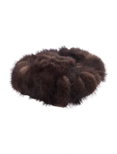 Pre-owned Fur Mink Small Cap In Brown