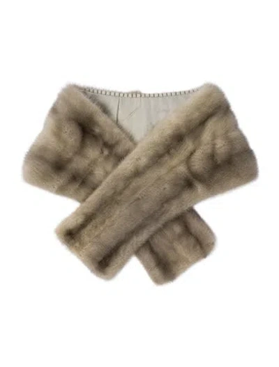 Pre-owned Fur Mink Stole In Grey