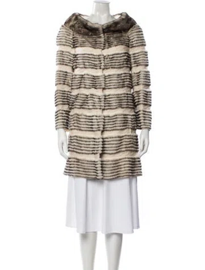 Pre-owned Fur Mink Striped  Coat In Multi