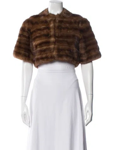 Pre-owned Fur Mink Striped  Jacket In Brown