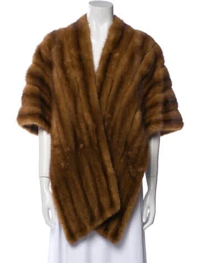 Pre-owned Fur Mink Striped  Jacket In Brown
