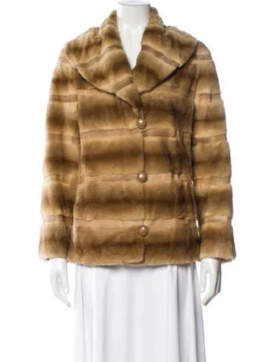 Pre-owned Fur Mink Striped  Jacket In Brown