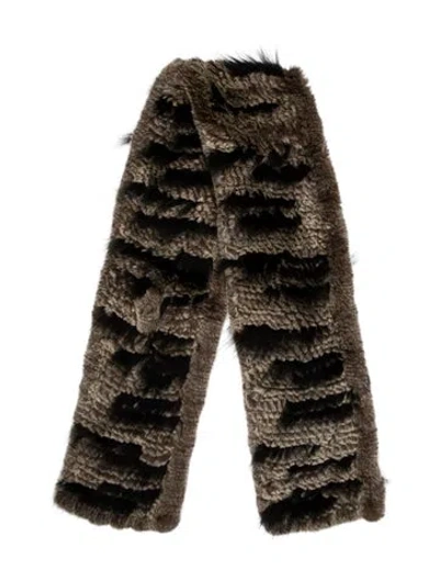 Pre-owned Fur Mink Striped Scarf In Brown