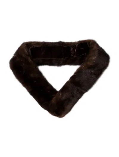 Pre-owned Fur Mink Vintage Scarf In Brown