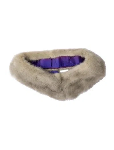 Pre-owned Fur Mink Vintage Scarf In Gray