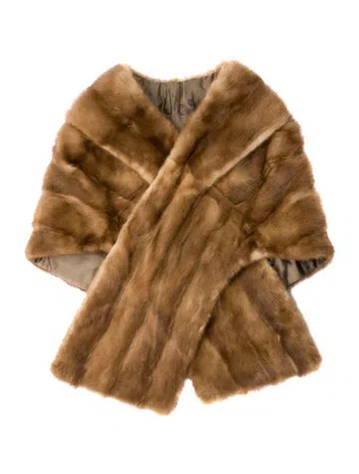 Pre-owned Fur Mink Vintage Stole In Brown