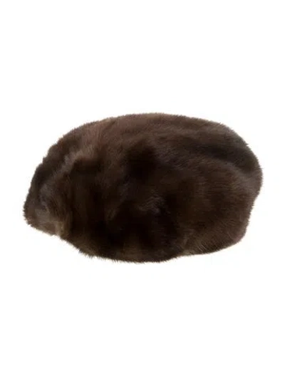 Pre-owned Fur Mink Winter Hat In Brown