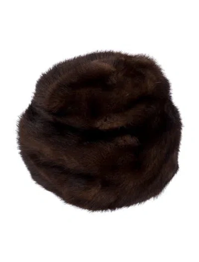 Pre-owned Fur Mink Winter Hat In Brown