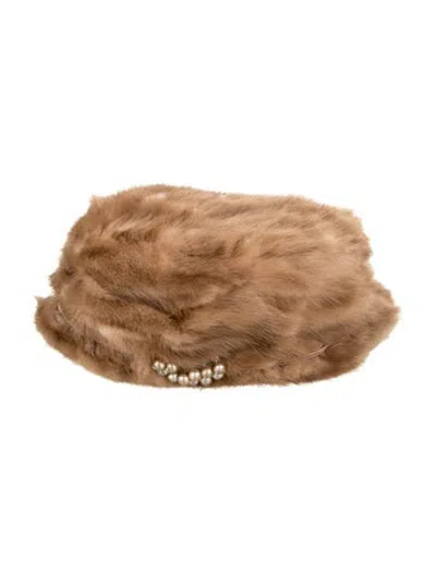 Pre-owned Fur Mink Winter Hat In Brown