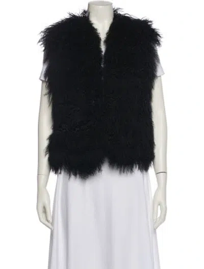 Pre-owned Fur Mongolian Lamb  Jacket In Black