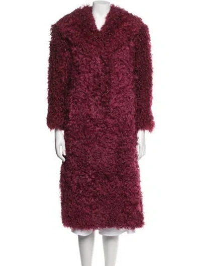 Pre-owned Fur Mongolian Lamb  Jacket In Burgundy