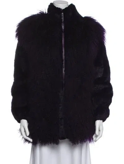 Pre-owned Fur Mongolian Lamb  Jacket In Purple