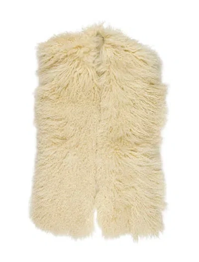 Pre-owned Fur Mongolian Lamb  Vest In Neutrals