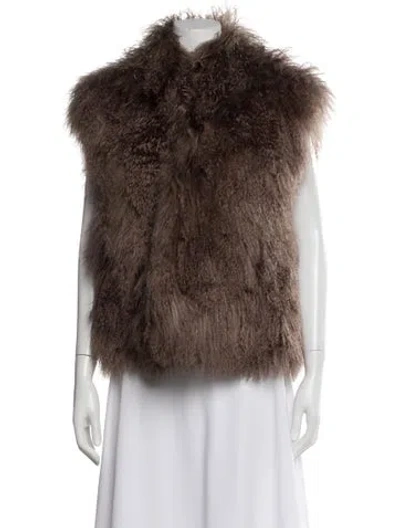 Pre-owned Fur Mongolian Lamb Vest In Brown