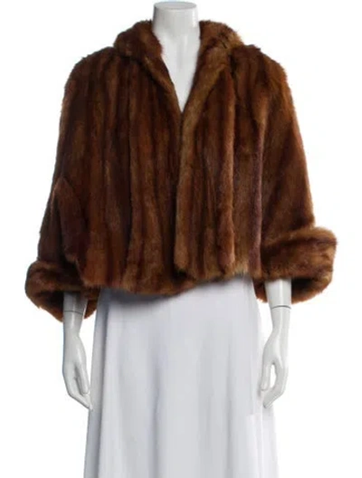Pre-owned Fur Muskrat  Faux  Jacket In Orange