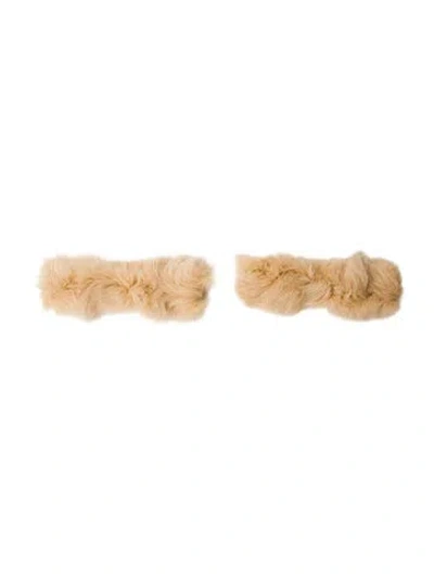 Pre-owned Fur Neutral Fox Snap Wrist Cuffs