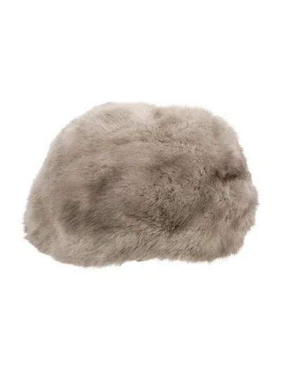 Pre-owned Fur Newsboy Hat In Gray